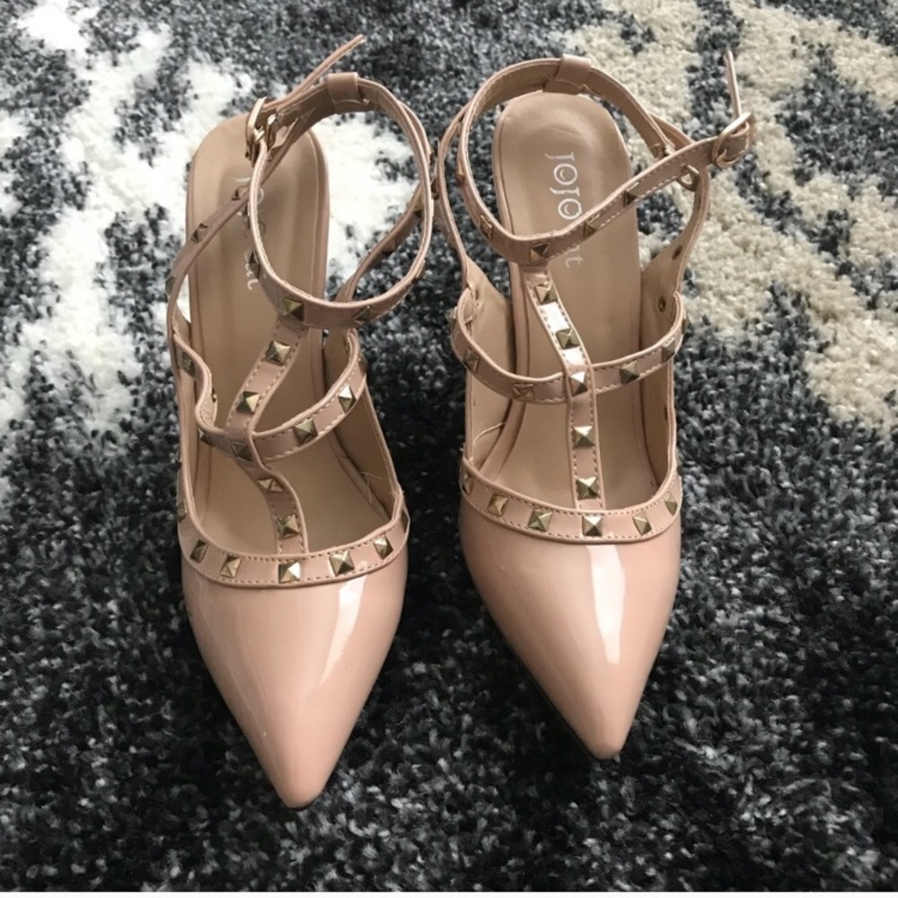 Jojocat Nude Blush Rock Stud Heels Size 8